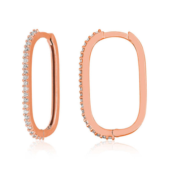 Gümüş Rose Zirkon Taşlı Halka Kadın Küpe Gümüş Rose Zirkon Taşlı Halka Kadın Küpe