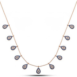 Gümüş Rose Damla Nazarlı Şans Kadın Kolye