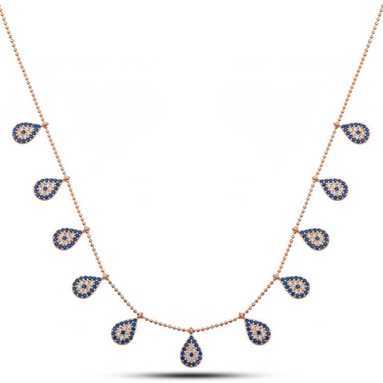 Gümüş Rose Damla Nazarlı Şans Kadın Kolye