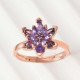 Gümüş Rose Mor Lotus Çiçeği Yüzük
