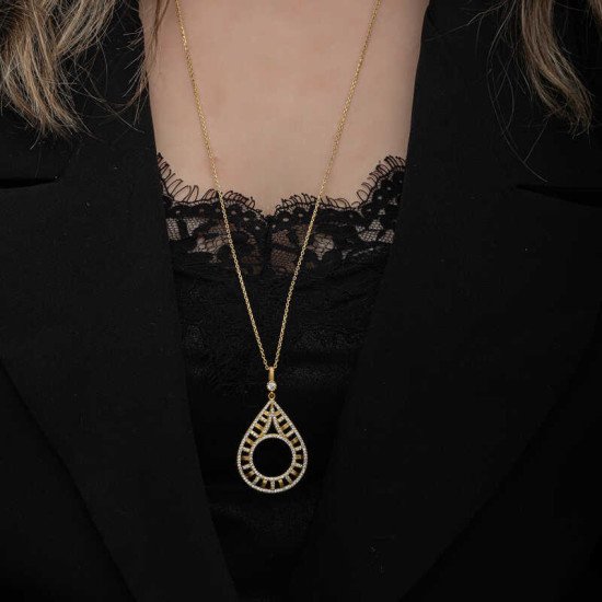 Gümüş Gold Kaplama Damla Çeyrek Takılabilen Kadın Kolye Gümüş Gold Kaplama Damla Çeyrek Takılabilen Kadın Kolye