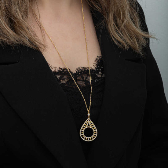 Gümüş Gold Kaplama Damla Çeyrek Takılabilen Kadın Kolye Gümüş Gold Kaplama Damla Çeyrek Takılabilen Kadın Kolye