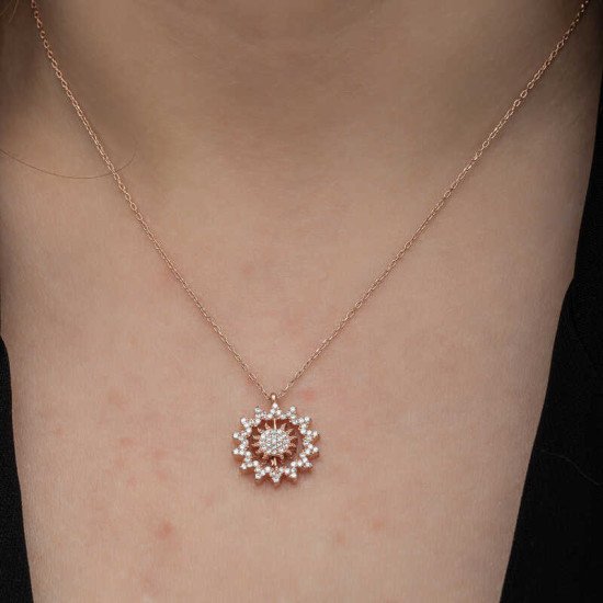 Gümüş Rose Güneş Kadın Kolye