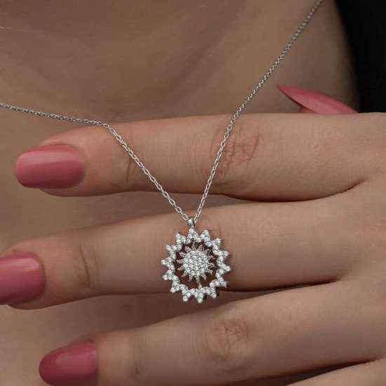 Gümüş Güneş Kadın Kolye Gümüş Güneş Kadın Kolye