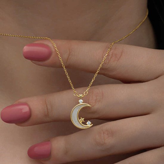 Gümüş Gold Ay Yıldız Kadın Kolye Gümüş Gold Ay Yıldız Kadın Kolye