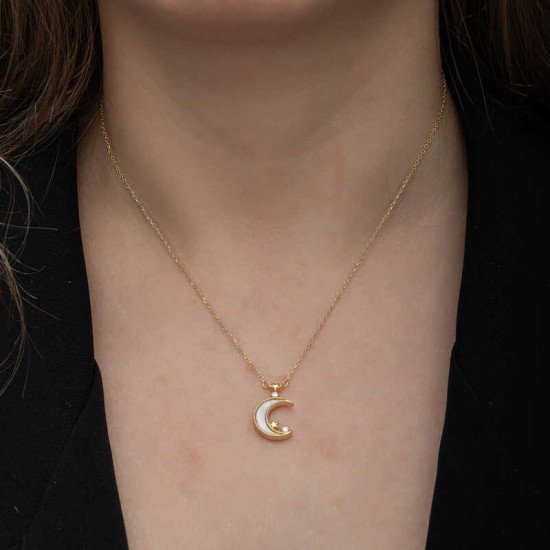 Gümüş Gold Ay Yıldız Kadın Kolye Gümüş Gold Ay Yıldız Kadın Kolye