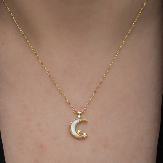 Gümüş Gold Ay Yıldız Kadın Kolye Gümüş Gold Ay Yıldız Kadın Kolye