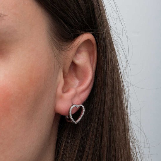 Gümüş Kalpli Kadın Küpe Gümüş Kalpli Kadın Küpe