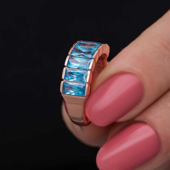 Gümüş Rose Baget Aquamarine Taşlı Kadın Yüzük Gümüş Rose Baget Aquamarine Taşlı Kadın Yüzük