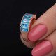 Gümüş Rose Baget Aquamarine Taşlı Kadın Yüzük Gümüş Rose Baget Aquamarine Taşlı Kadın Yüzük