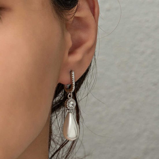 Gümüş Damla İnci Kadın Küpe Gümüş Damla İnci Kadın Küpe
