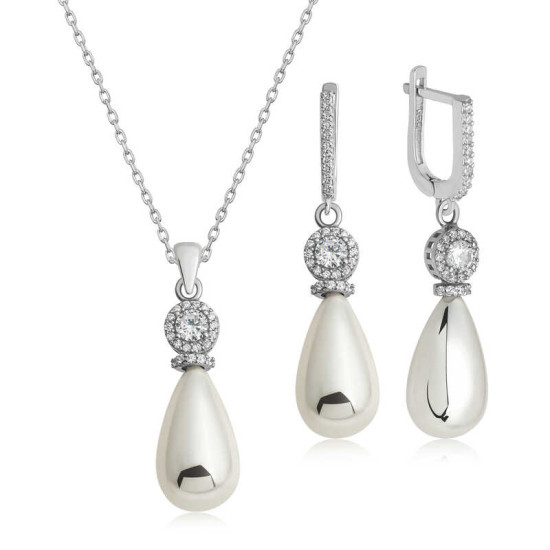 Gümüş Damla İnci Kadın Set Gümüş Damla İnci Kadın Set