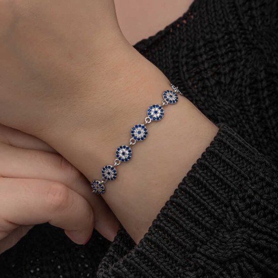 Gümüş Nazar Boncuklu Kadın Bileklik Gümüş Nazar Boncuklu Kadın Bileklik