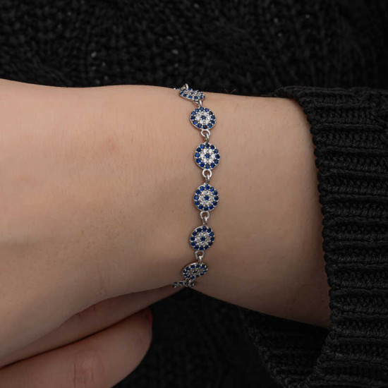 Gümüş Nazar Boncuklu Kadın Bileklik Gümüş Nazar Boncuklu Kadın Bileklik