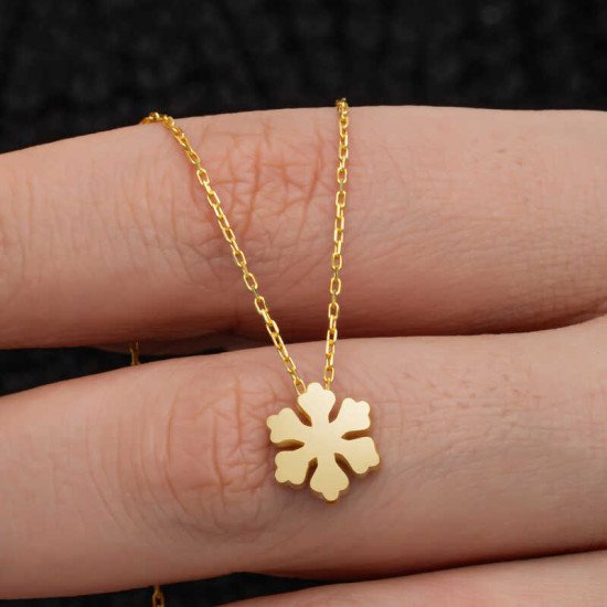 Gümüş Gold Minimal Kar Tanesi Kadın Kolye Gümüş Gold Minimal Kar Tanesi Kadın Kolye