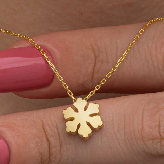 Gümüş Gold Minimal Kar Tanesi Kadın Kolye Gümüş Gold Minimal Kar Tanesi Kadın Kolye