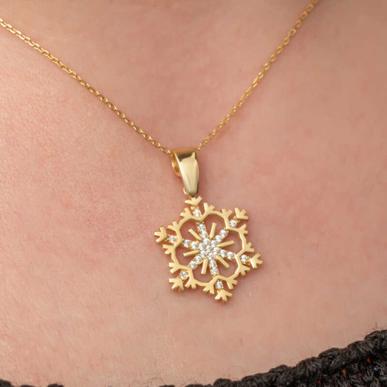 Gümüş Gold Kar Tanesi Kadın Kolye Gümüş Gold Kar Tanesi Kadın Kolye