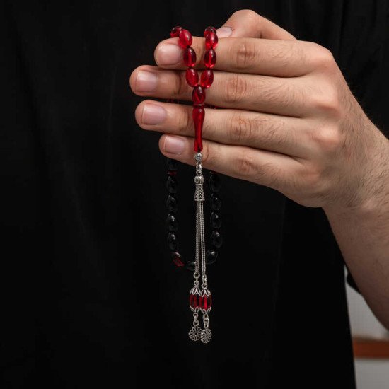 Gümüş Püskül Sıkma Kehribar Tesbih Gümüş Püskül Sıkma Kehribar Tesbih