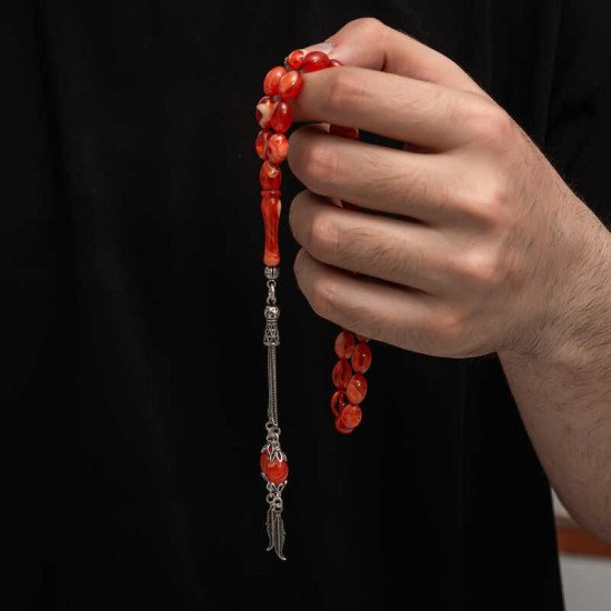 Gümüş Püskül Sıkma Kehribar Tesbih Gümüş Püskül Sıkma Kehribar Tesbih