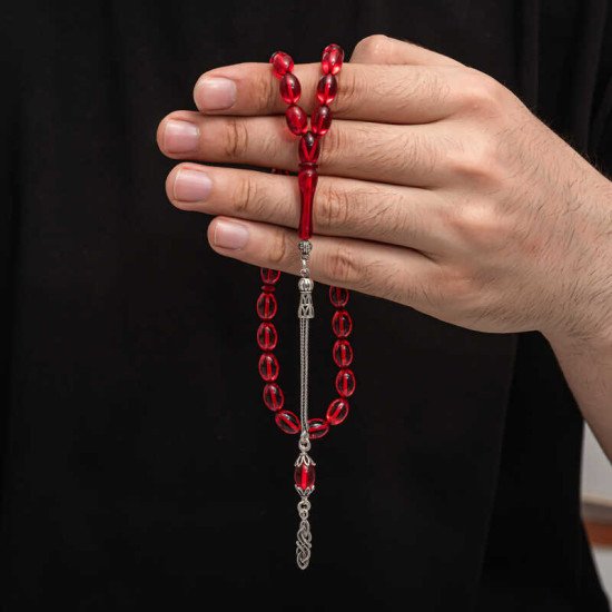 Gümüş Püskül Sıkma Kehribar Tesbih Gümüş Püskül Sıkma Kehribar Tesbih