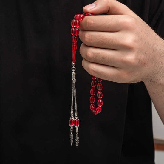 Gümüş Püskül Sıkma Kehribar Tesbih Gümüş Püskül Sıkma Kehribar Tesbih