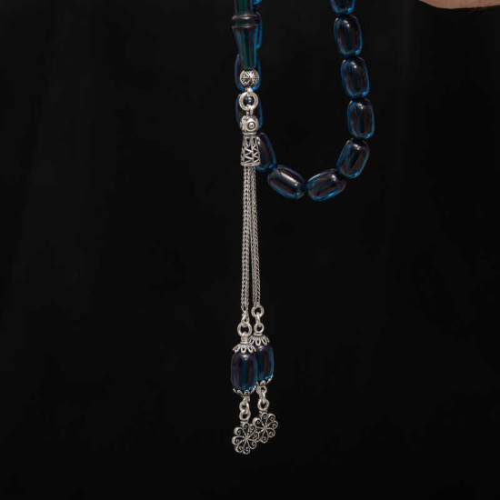 Gümüş Püskül Sıkma Kehribar Tesbih Gümüş Püskül Sıkma Kehribar Tesbih