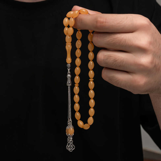 Gümüş Püskül Sıkma Kehribar Tesbih Gümüş Püskül Sıkma Kehribar Tesbih