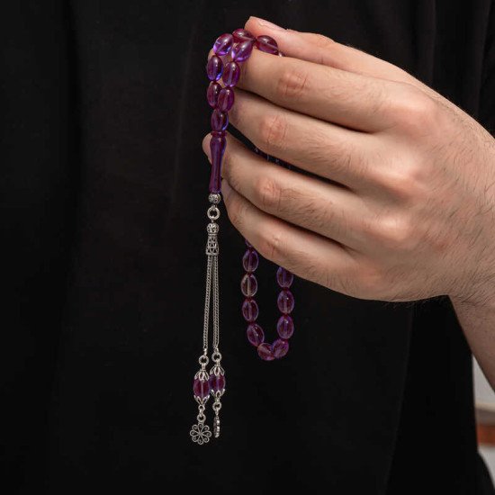 Gümüş Püskül Sıkma Kehribar Tesbih Gümüş Püskül Sıkma Kehribar Tesbih