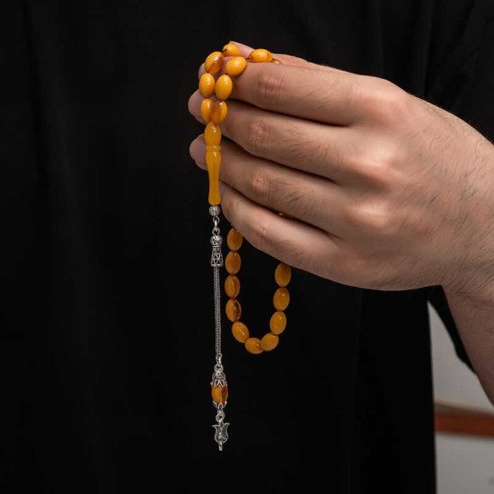 Gümüş Püskül Sıkma Kehribar Tesbih Gümüş Püskül Sıkma Kehribar Tesbih