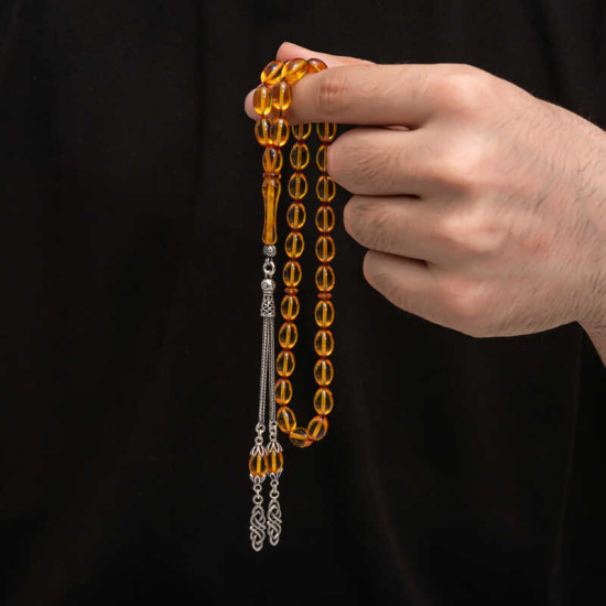 Gümüş Püskül Sıkma Kehribar Tesbih Gümüş Püskül Sıkma Kehribar Tesbih