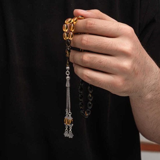 Gümüş Püskül Sıkma Kehribar Tesbih Gümüş Püskül Sıkma Kehribar Tesbih