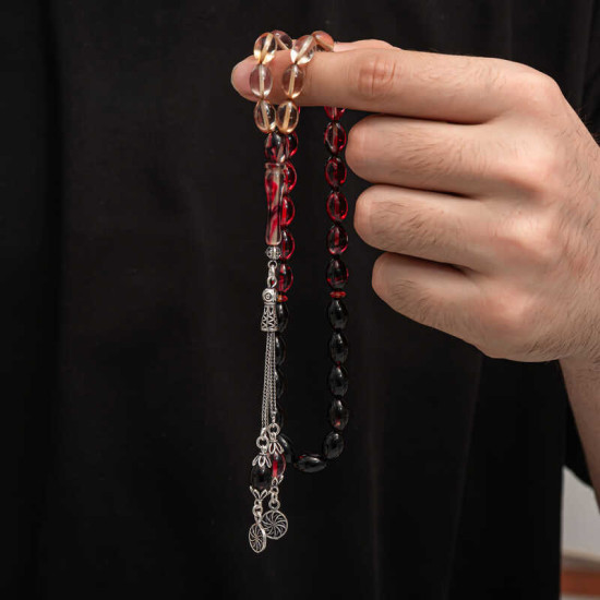 Gümüş Püskül Sıkma Kehribar Tesbih Gümüş Püskül Sıkma Kehribar Tesbih