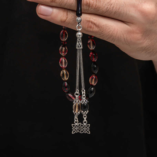 Gümüş Püskül Sıkma Kehribar Tesbih Gümüş Püskül Sıkma Kehribar Tesbih