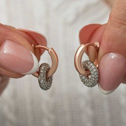 Gümüş Sallantılı Rose Halka Küpe Gümüş Sallantılı Rose Halka Küpe