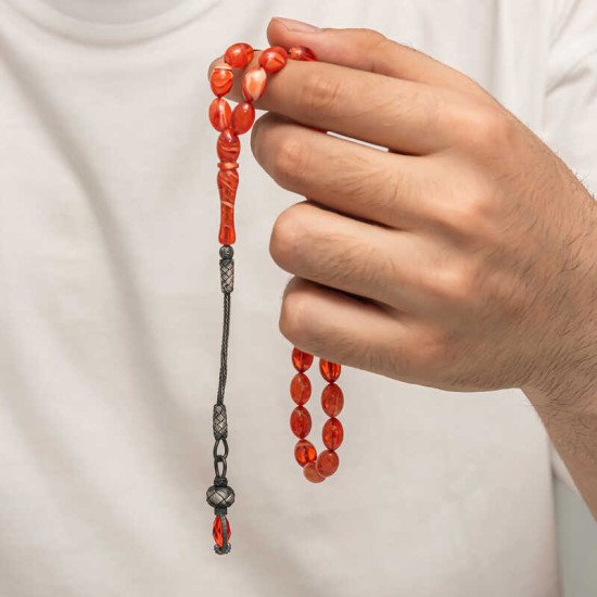 Gümüş 1000 Ayar Kazaz Püsküllü Sıkma Kehribar Tesbih Gümüş 1000 Ayar Kazaz Püsküllü Sıkma Kehribar Tesbih