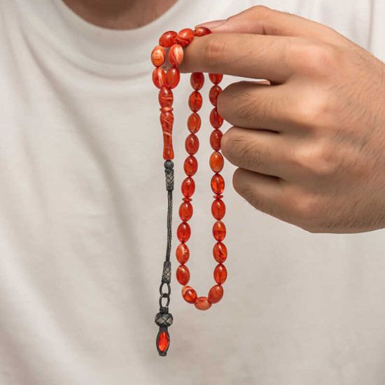 Gümüş 1000 Ayar Kazaz Püsküllü Sıkma Kehribar Tesbih Gümüş 1000 Ayar Kazaz Püsküllü Sıkma Kehribar Tesbih