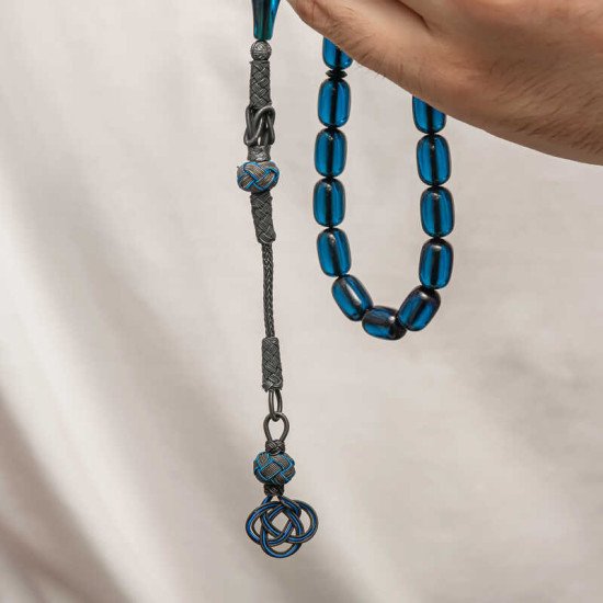 Gümüş Kazaz Püsküllü Sıkma Kehribar Tesbih Gümüş Kazaz Püsküllü Sıkma Kehribar Tesbih