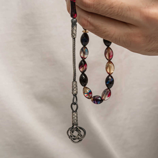 Gümüş Kazaz Püsküllü Sıkma Kehribar Tesbih Gümüş Kazaz Püsküllü Sıkma Kehribar Tesbih