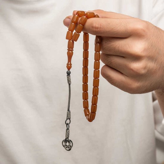 Gümüş Kazaz Püsküllü Sıkma Kehribar Tesbih Gümüş Kazaz Püsküllü Sıkma Kehribar Tesbih