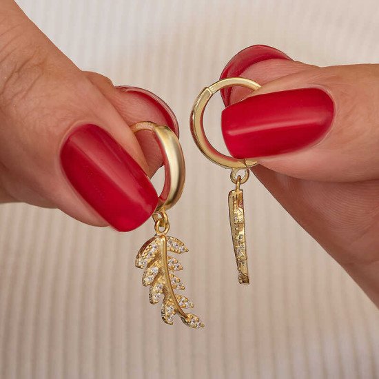 Gümüş Gold Sallantılı Başak Kadın Küpe Gümüş Gold Sallantılı Başak Kadın Küpe