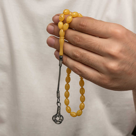 Gümüş Kazaz Püsküllü Sıkma Kehribar Tesbih Gümüş Kazaz Püsküllü Sıkma Kehribar Tesbih