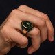 Gümüş Yeşil Akik Taşlı Erkek Yüzük