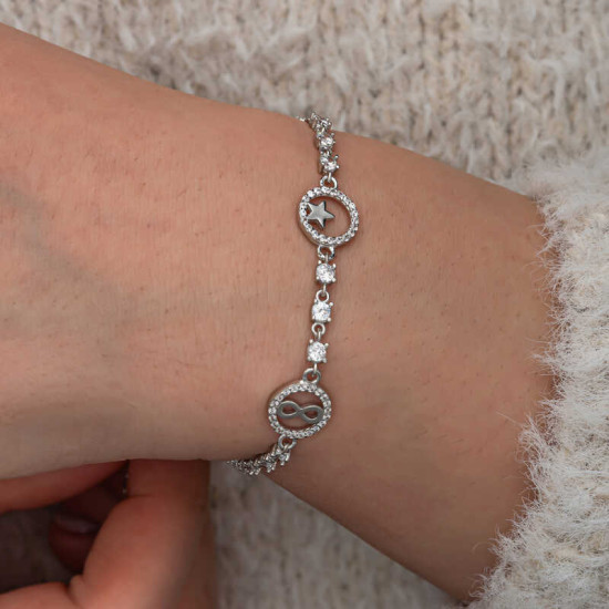 Gümüş Halka İçinde Şans Kadın Bileklik Gümüş Halka İçinde Şans Kadın Bileklik