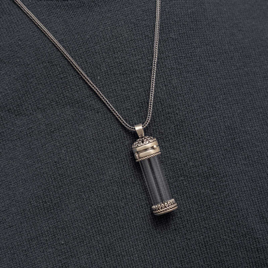 Gümüş İçi Açılabilen Muska Kabı Cevşen Erkek Kolye