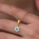 Gümüş Mavi Taşlı Gold Çiçek Kadın Kolye Gümüş Mavi Taşlı Gold Çiçek Kadın Kolye
