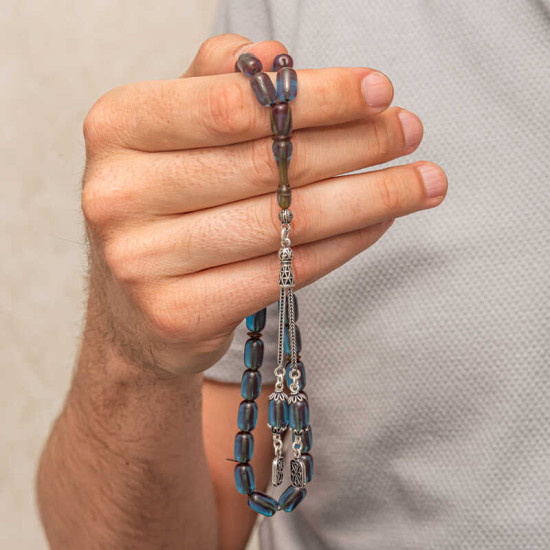 Gümüş Püsküllü Kapsül Kesim Sıkma Kehribar Tesbih Gümüş Püsküllü Kapsül Kesim Sıkma Kehribar Tesbih