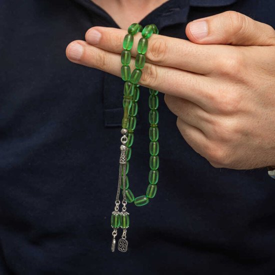 Gümüş Püsküllü Kapsül Kesim Sıkma Kehribar Tesbih Gümüş Püsküllü Kapsül Kesim Sıkma Kehribar Tesbih