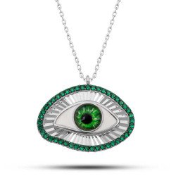 Gümüş Zümrüt Göz Koruyucu Kadın Kolye Gümüş Zümrüt Göz Koruyucu Kadın Kolye
