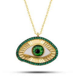 Gümüş Gold Zümrüt Göz Koruyucu Kadın Kolye Gümüş Gold Zümrüt Göz Koruyucu Kadın Kolye