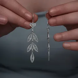 Gümüş Zarif Yaprak Telkari Kadın Küpe